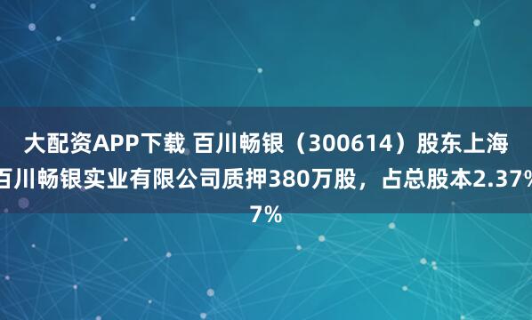 大配资APP下载 百川畅银（300614）股东上海百川畅银实业有限公司质押380万股，占总股本2.37%
