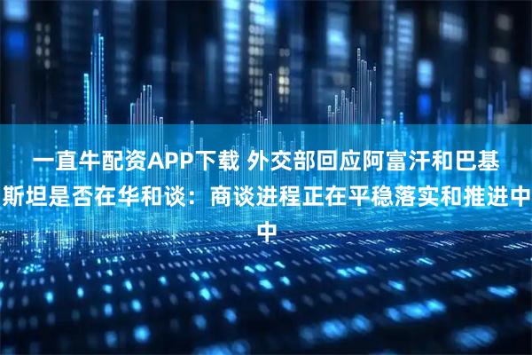 一直牛配资APP下载 外交部回应阿富汗和巴基斯坦是否在华和谈：商谈进程正在平稳落实和推进中